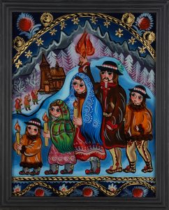 „Na Gromniczną", Janina Jarosz, obraz malowany na szkle, 1988